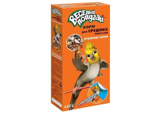 Корм Веселый Попугай с отборным зерном для средних попугаев - фото