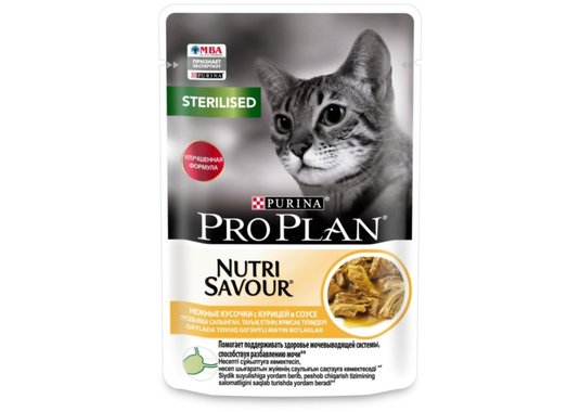 Влажный корм Pro Plan Nutri Savour Sterelised для кошек, с курицей в соусе - фото
