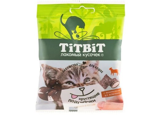Лакомство для кошек TiTBiT Хрустящие подушечки с паштетом из ягнёнка - фото