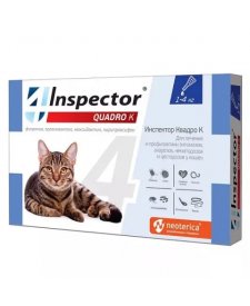 Инспектор Квадро К Капли на холку для кошек 1-4 кг от блох, клещей и гельминтов