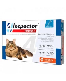 Инспектор Квадро К Капли на холку для кошек 8-15 кг от блох, клещей и гельминтов