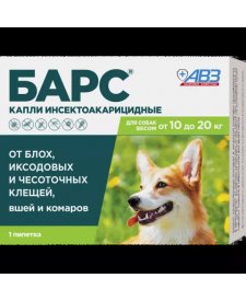 БАРС капли инсектоакарицидные для собак от 10 кг до 20 кг