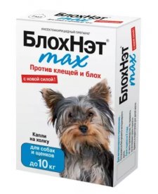 БлохНэт max капли на холку против клещей и блох для собак весом до 10 кг
