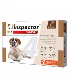 Инспектор Квадро С Капли на холку для собак 40-60 кг от блох, клещей и гельминтов