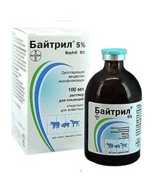 Антибиотик Байтрил, 5%, фл. 100 мл, (1 мл)
