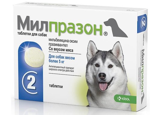 Милпразон таблетки для собак весом более 5 кг от гельминтов (1 таб) - фото