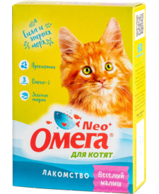 Омега Neo+ Витамины для котят пребиотик+таурин Веселый малыш, 60 таб.